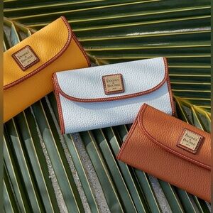 Dooney & Bourke Light Blue and Tan Clutch